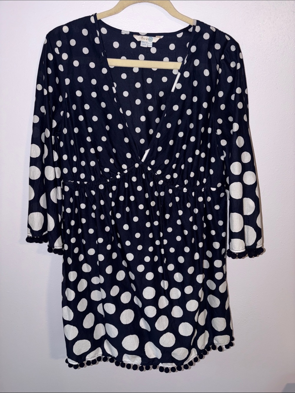 Boden Navy and White Polka Dot Swim Coverup, sz 12R